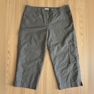 Eileen Fisher Cargo Capri Pants Wmns L Taupe Casual Travel Khaki Safari Utility